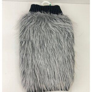 Fabdog  Pet Apparel Faux Fur Sweater Vest For Dogs Black & Gray Size L